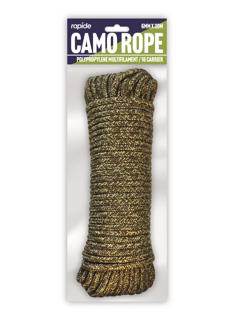 Rapide Polypropylene Rope Camo Design 6MM X 30M Rapide Polypropylene Rope Camo Design 6MM X 30M